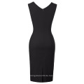 Belle Poque Retro Vintage Slim Fit Ärmellos Hüften-Wrapped Schwarz Business Bodycon Bleistift Kleid BP000302-1